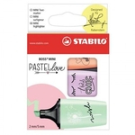 Pincel marca texto mini Boss Pastel Love - Estojo com 3 cores - 07/03-47 - Stabilo