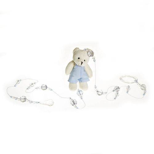 Pingente de Cortina Urso com Roupa Azul Quarto Bebê Infantil Menino (Unidade)