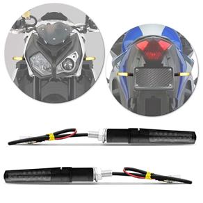 Tudo sobre 'Pisca Seta Moto Sport LED Âmbar Modelo Slim Lente Fume Plug de Borracha Flexível Universal Preto Par'