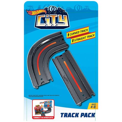 Pista Hot Wheels - 1 Seção Reta e 1 Seção Curva - HW City - FXM40