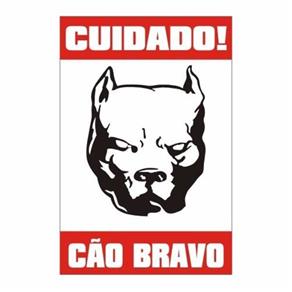Placa de Advertência em PVC - Cão Bravo