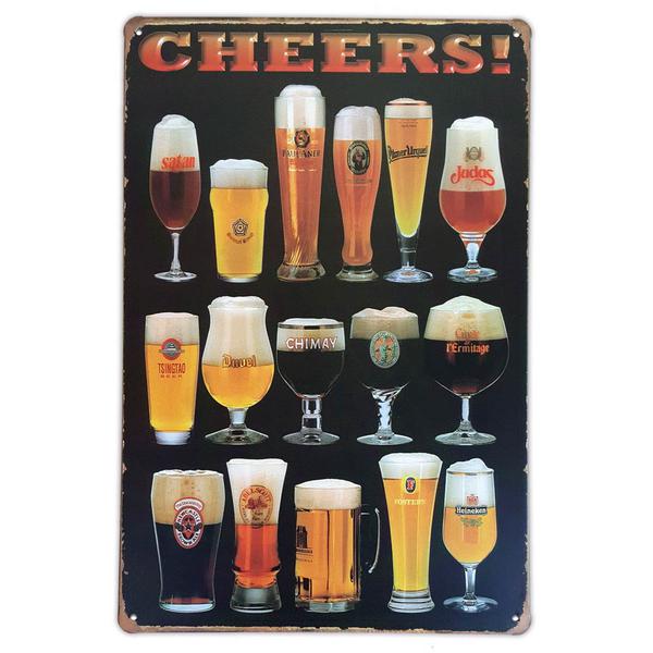 Placa de Metal Decorativa Retrô Cheers - Yaay