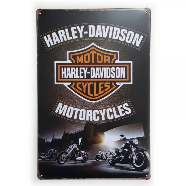 Placa de Metal Harley-Davidson Motorcycles - 30 X 20 Cm - Yaay
