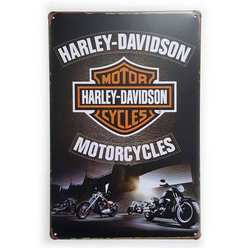 Tudo sobre 'Placa de Metal Harley-davidson Motorcycles - 30 X 20 Cm'