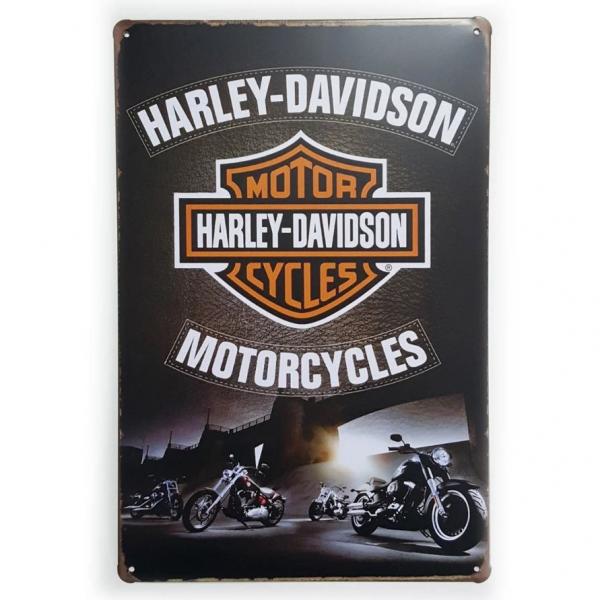Placa de Metal Harley Davidson Motorcycles 30 X 20cm. - Yaay