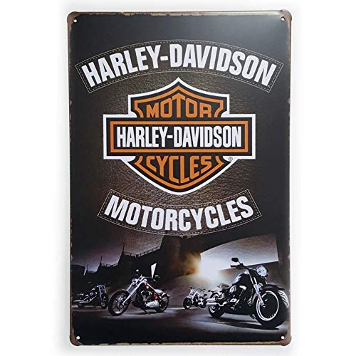 Placa de Metal Harley Davidson Motorcycles 30 X 20cm.