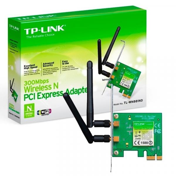 Placa de Rede Wireless PCI Express N 300Mbps TL-WN881ND - TP-Link - Tp Link