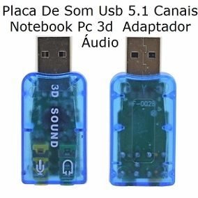 Placa de Som Usb 5.1 Canais Notebook Pc 3D Adaptador Audio