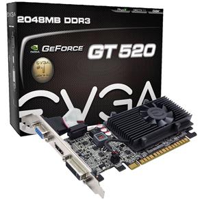 Placa de Vídeo EVGA Geforce GT 520 2GB 64bits DDR3 - PCI Express, DVI-I, HDMI, VGA