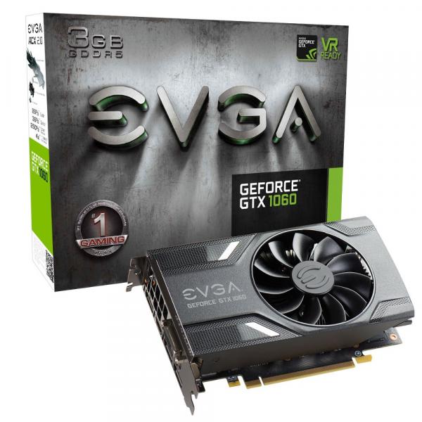 Placa de Vídeo EVGA Geforce GTX 1060, 3GB, DDR5, 192Bits