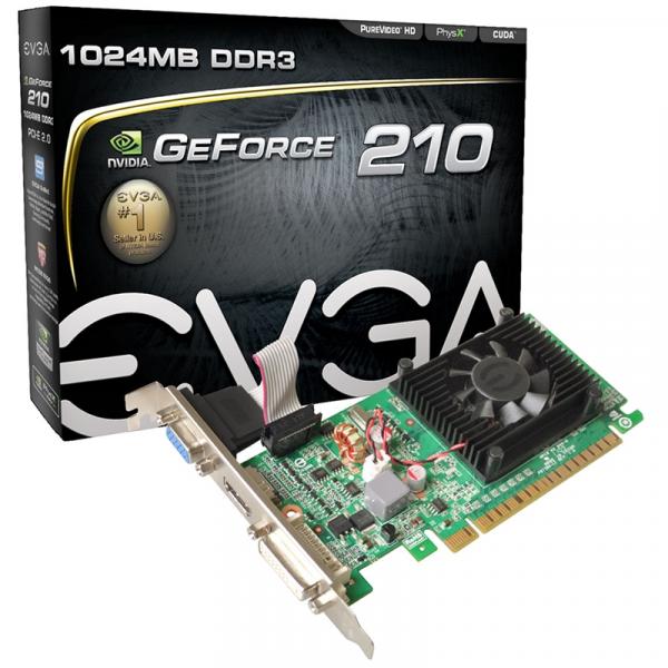 Placa de Vídeo EVGA Nvidia GeForce 210 1GB DDR3 PCI-Express 2.0 01G-P3-1312-LR - Evga