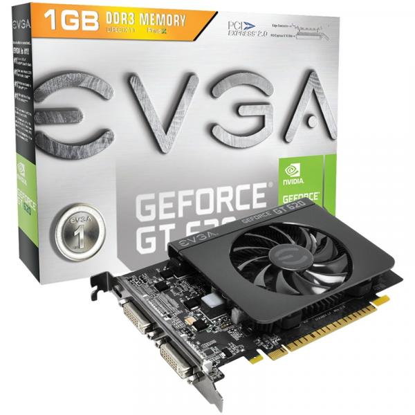 Placa de Vídeo EVGA Nvidia Geforce GT 620 1GB DDR3 PCI-Express 2.0 01G-P3-2621-KR - Evga