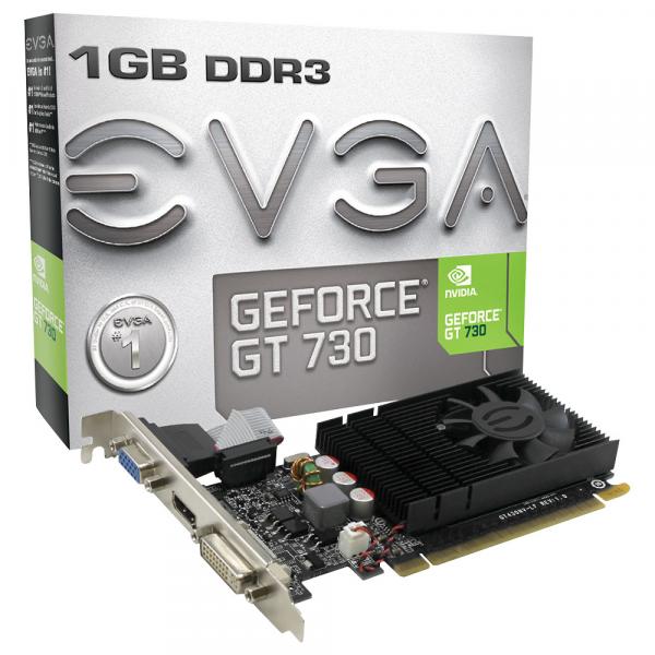 Placa de Vídeo EVGA Nvidia Geforce GT 730 1GB DDR3 PCI-Express 2.0 01G-P3-2730-KR - Evga
