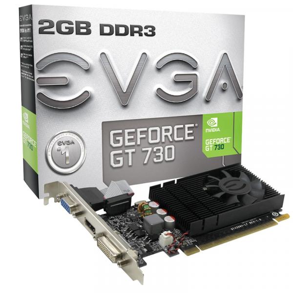 Placa de Vídeo EVGA Nvidia Geforce GT 730 2GB DDR3 PCI-Express 2.0 02G-P3-2732-KR - Evga