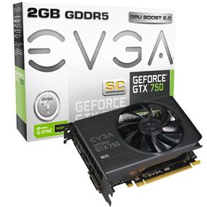 Placa de Vídeo Evga Nvidia Geforce Gtx750 Superclocked 2Gb Gddr5 Pci Express 3.0 02G-P4-2754-Kr