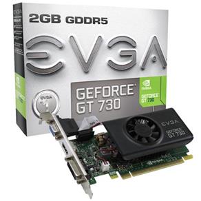 Placa de Vídeo GeForce EVGA GT730 2GB, DDR5, 64bit, PCI-Express - 02G-P3-3733-KR