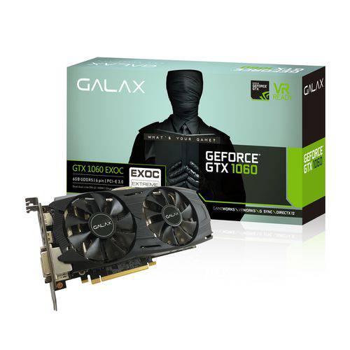 Placa de Video Geforce Galax Gtx 1060 6gb Exoc Gddr5 60nrh7dvm6ec