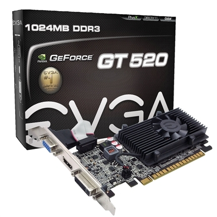 Placa de Vídeo GeForce GT 520 1GB DDR3 64 Bits EVGA