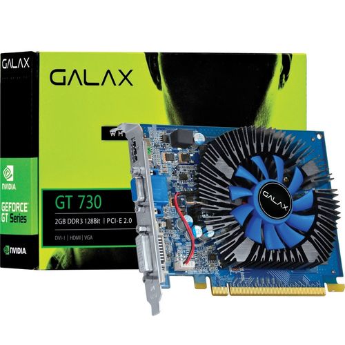 Placa de Vídeo Vga Galax Geforce Gt 730 2gb Gddr3 128 Bits - 73gpf8hx3sns