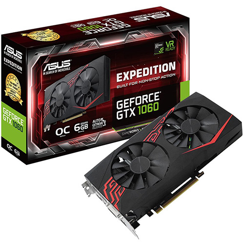 Tudo sobre 'Placa de Video VGA Nvidia Asus Geforce Gtx 1060 6GB Expedition 4k Vr Ready Xsplit Gddr5 - (EX-GTX1060-O6G)'