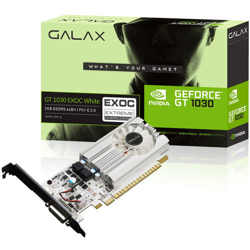 Tudo sobre 'Placa de Video Vga Nvidia Galax Geforce Gt 1030 2GB DDR5 64Bits Exoc 30NPH4HVQ5EW'