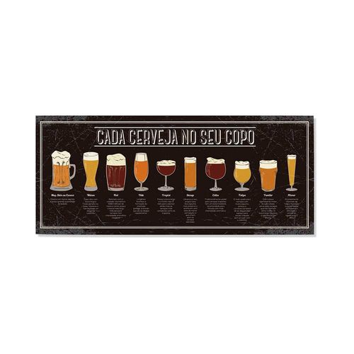 Placa Decorativa Cerveja Copos Preto Geguton