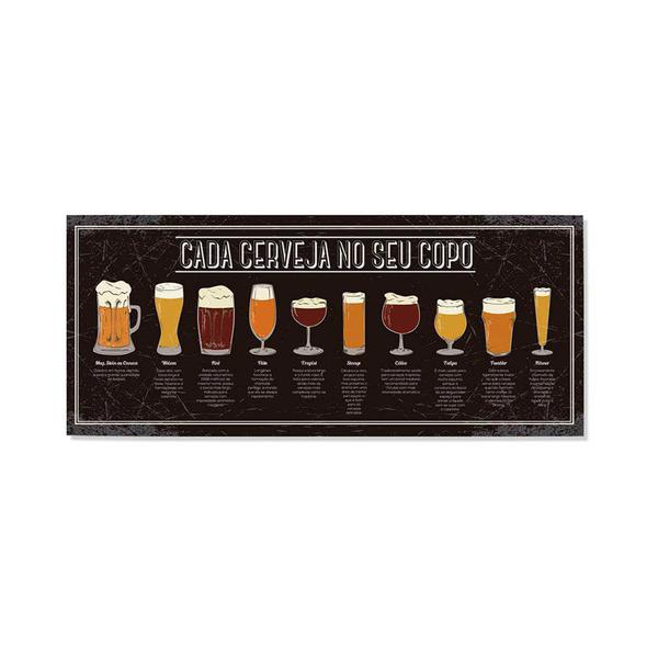 Placa Decorativa Cerveja Copos Preto - Geguton