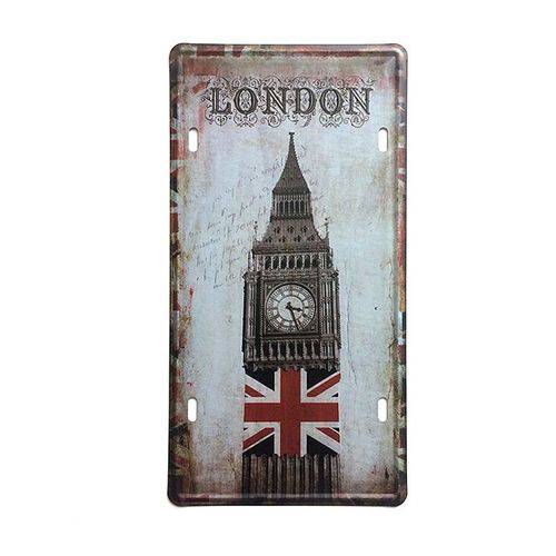 Placa Decorativa em Metal 30x15cm - Londres Big Ben