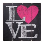 Placa Decorativa Love Coração Rosa Preto em Mdf - 40x40 C