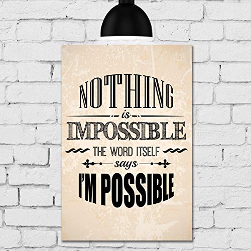 Placa Decorativa MDF Frase Nothing Is Impossible