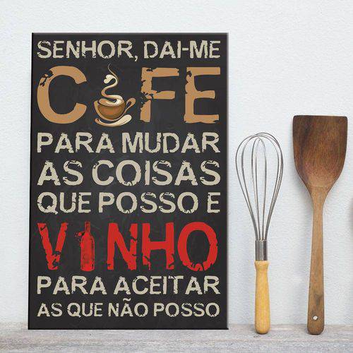 Tamanhos, Medidas e Dimensões do produto Placa Decorativa MDF Frase Vinho e Café