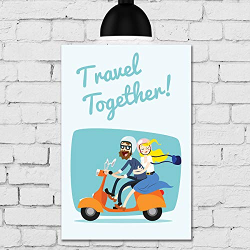 Placa Decorativa MDF Namorados na Moto Travel Together