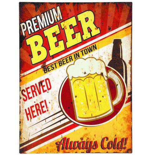 Placa Decorativa Metal 30 X 40 Cm - Premium Beer