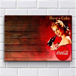 Placa Decorativa - Modelo P134 - Coca-Cola 30X20Cm em Mdf