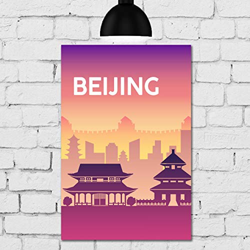 Placa Decorativa para Sala MDF Cidades Beijing 20x30cm