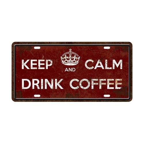 Tudo sobre 'Placa Decorativa Placa de Carro Keep Calm Coffee - Cia Laser'