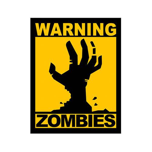 Placa Decorativa - Warning Zombies - Legião Nerd