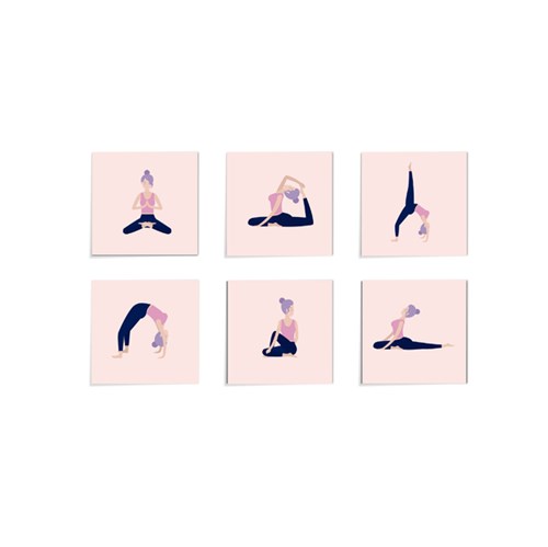 Tudo sobre 'Placa Decorativa Yoga Rosa Kit com 6 Unidades de 20x20cm'