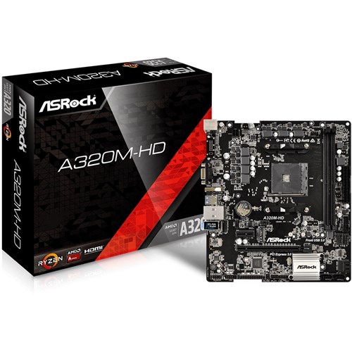 Placa-Mãe ASRock P/ AMD AM4 A320M-HD DDR4