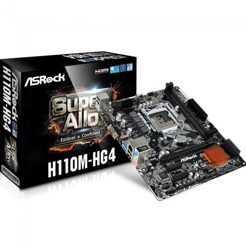 Placa-Mãe ASRock P/ Intel LGA 1151 MATX H110M-HG4 2xDDR4