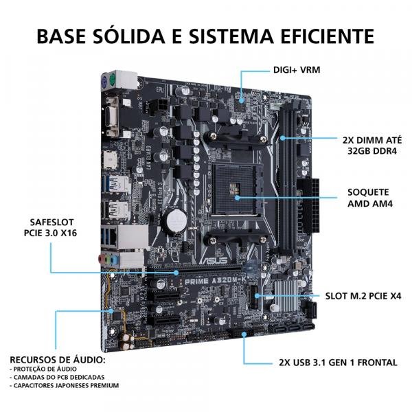 Placa-Mãe Asus P/AMD AM4 Prime A320M-K/BR 2xDDR4 UATX 90MB0UW0-C1BAY0