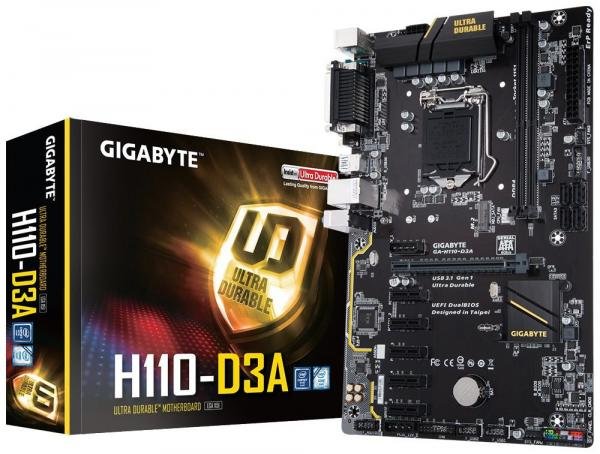 Placa Mãe Gigabyte GA-H110-D3A LGA 1151 DDR4 6 Slots Pci Express Mining