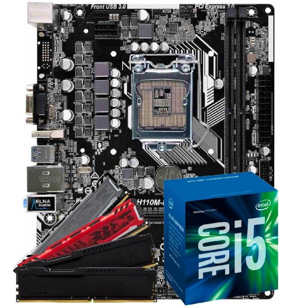 Placa Mãe H110M + Processador Intel Core I5 7400 7ª Geração + Memória 4GB DDR4 Kit Upgrade Comprebel - Gigabyte