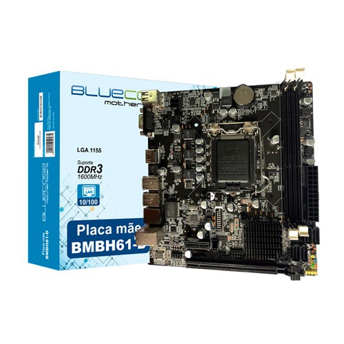 Placa Mãe Micro Atx Bluecase Bmbh61-D Lga 1155 Intel H61 Ddr3 Até 16Gb Hdmi / Vga