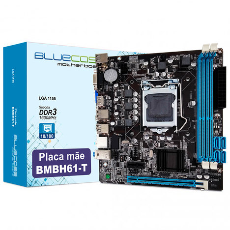 Placa Mãe Micro Atx Bluecase Bmbh61-T Lga 1155 Intel H61 Ddr3 Até 16Gb Hdmi / Vga