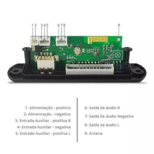 Placa P/ Amplificador - Modulo USB Mp3 Bluetooth Muda Pasta