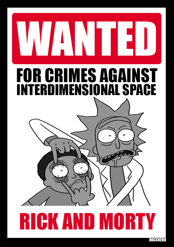 Placa Rick And Morty Wanted (20X30cm)