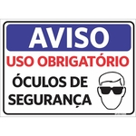 Placa Sinalização Aviso - Obrigatório Óculos De Segurança