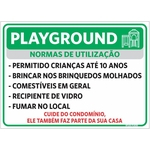 Placa Sinalização Condomínio - Playground Normas de Utilização