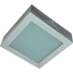 Plafon 31030 Quadrado (35x35x8cm) Alumínio/Vidro Branco - Pantoja&Carmona
